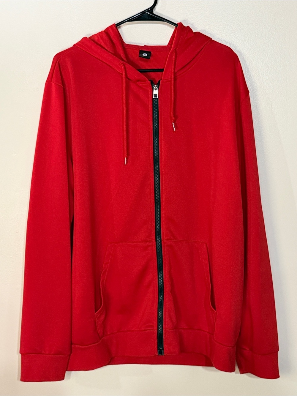 Men's Red Full-Zip Hoodie with Black Zipper